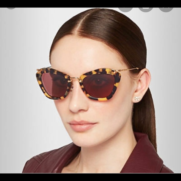 Miu Miu Accessories - Miu Miu 10N Noir Cat Eye Tortoise Shell Sunglasses